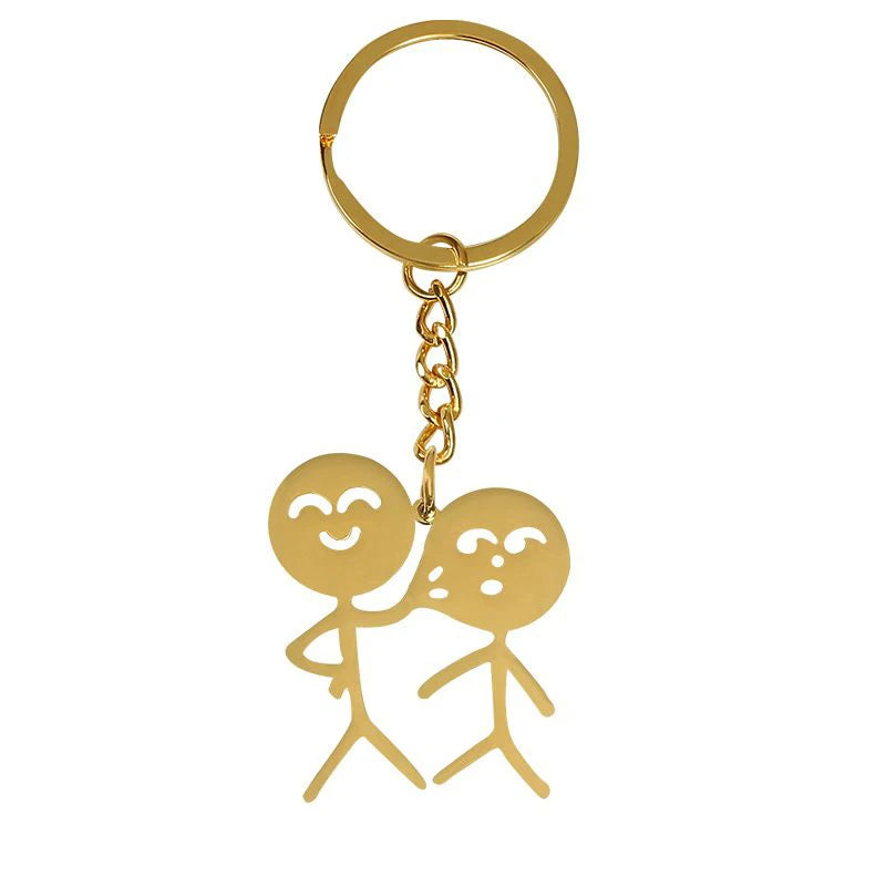 2pcs/set Stickman Matching Heart Keychain