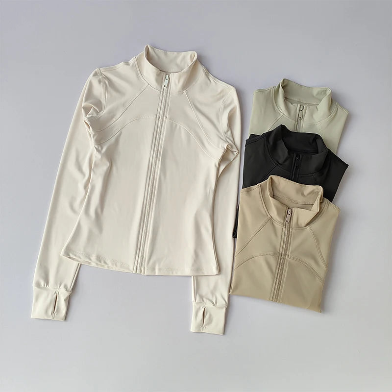 Yoga Suit Women's High-end Standing Collar Long-Sleeved Sports Jacket