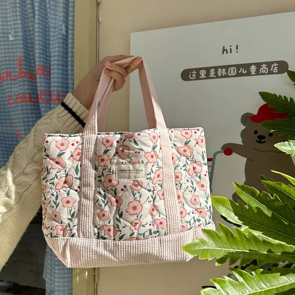 Quilted Floral Tote Bag