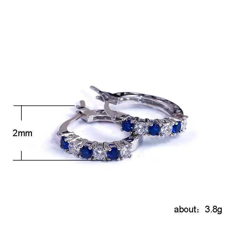 925 Sterling Silver Fashion Round Circle Clear Mosaic CZ Zircon Stud Earrings