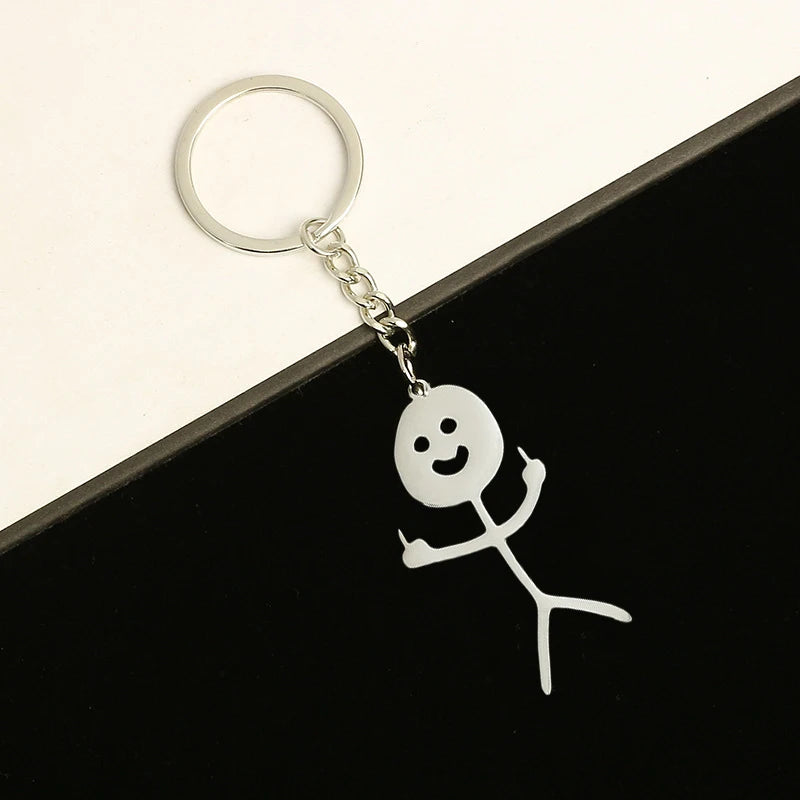 2pcs/set Stickman Matching Heart Keychain