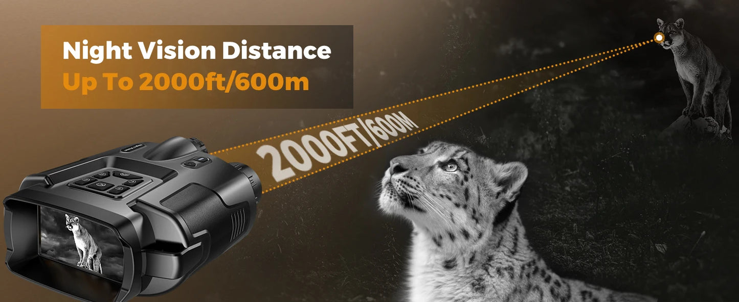 4K Infrared Night Vision Binoculars – 8X Digital Zoom with 600m Range for Hunting & Surveillance