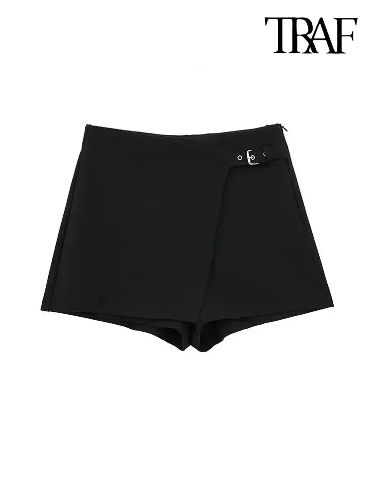 TRAF Asymmetric Shorts Skirts with Tab for Women