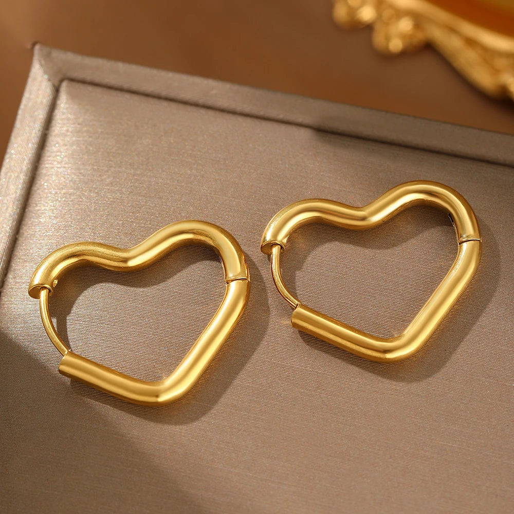 Stainless Steel Exquisite Heart Hollow Stud Earrings