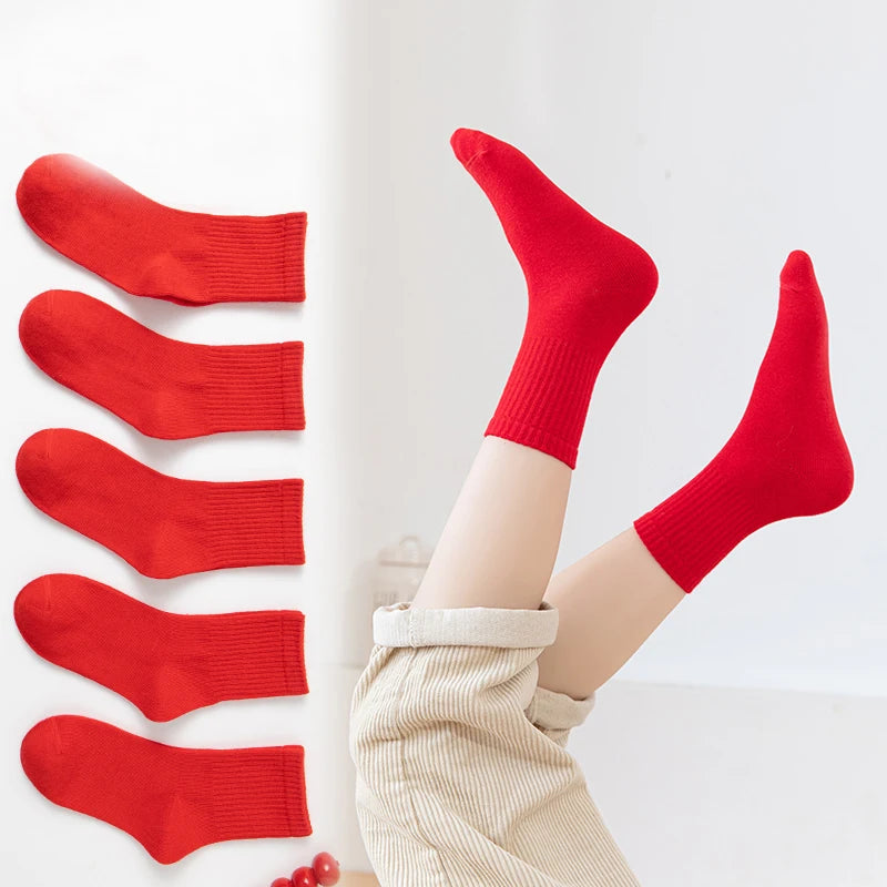 3 Pair Children’s Red Cotton Socks (Ages 3-12)