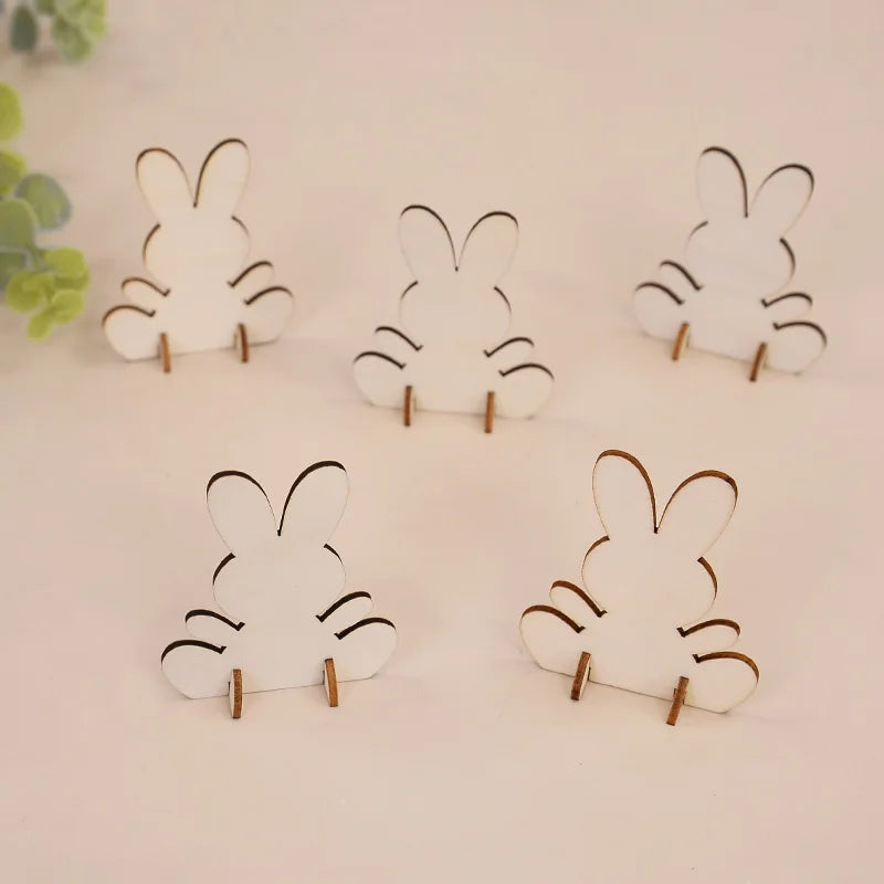 Wooden Easter Rabbit Ornaments DIY Set
