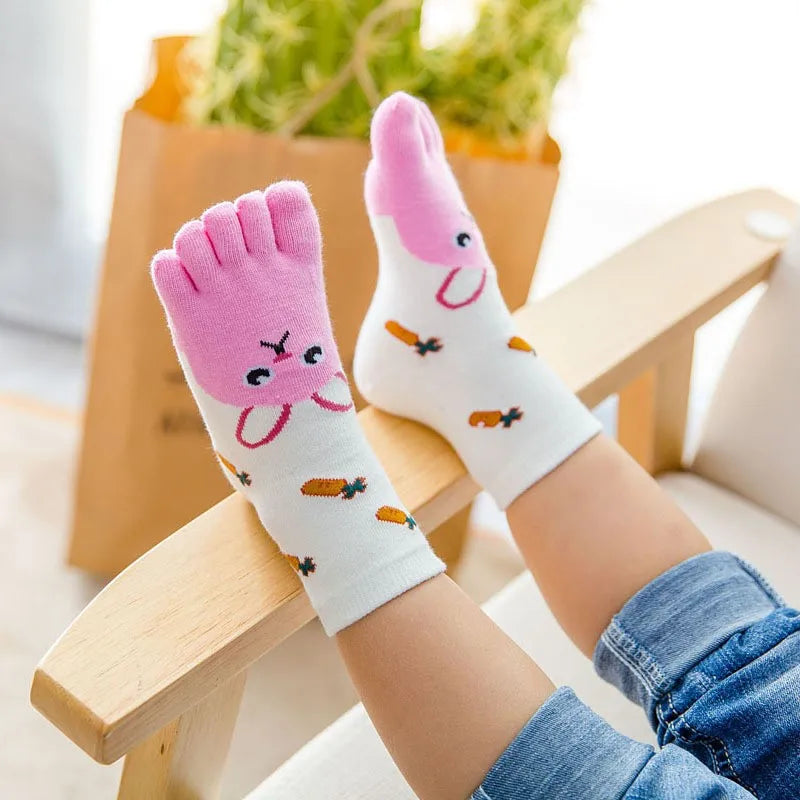 Cotton Animal Pattern Five-Finger Socks