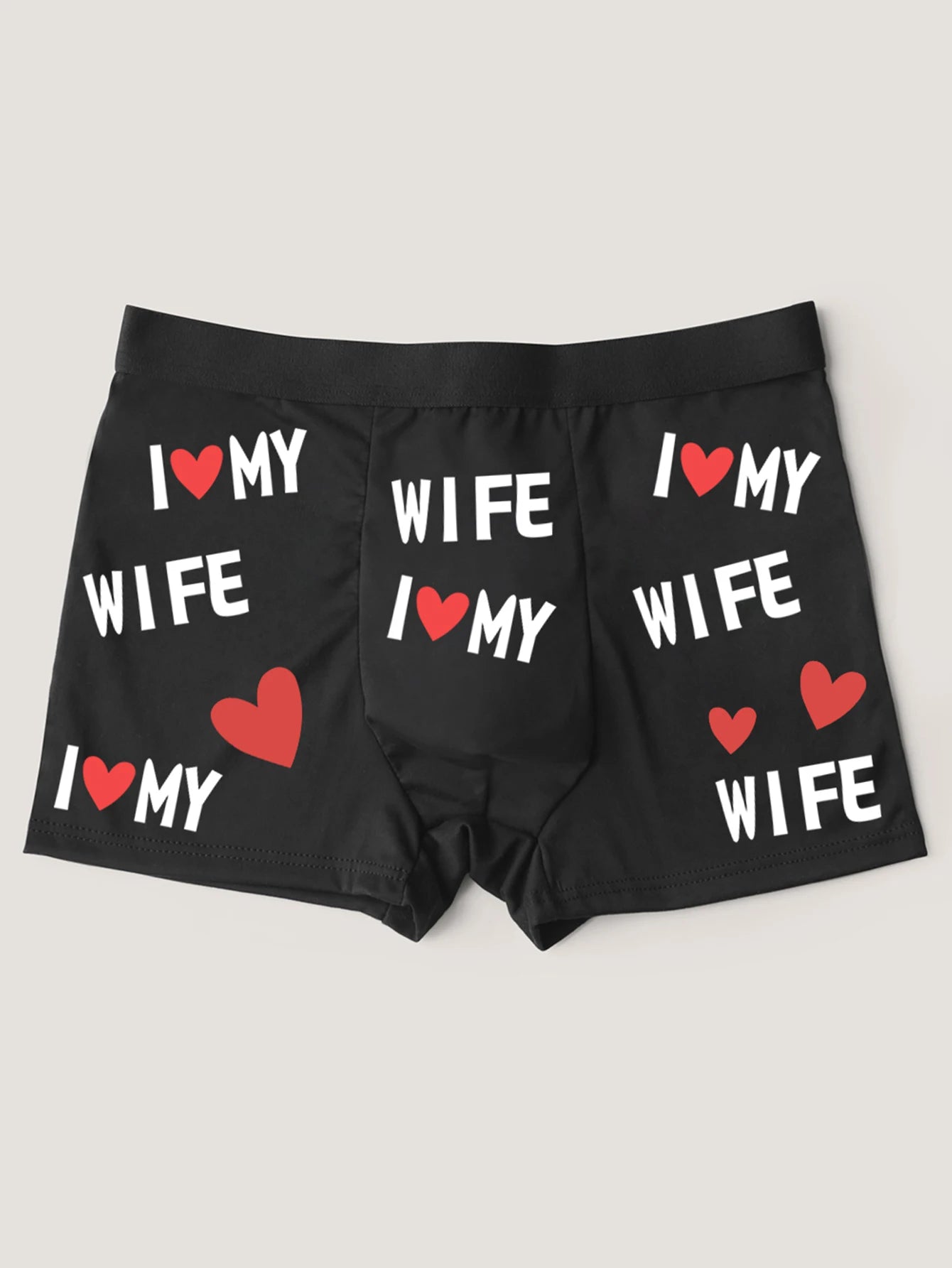 Men's Black Boxer Shorts With" I ❤ My Wife"