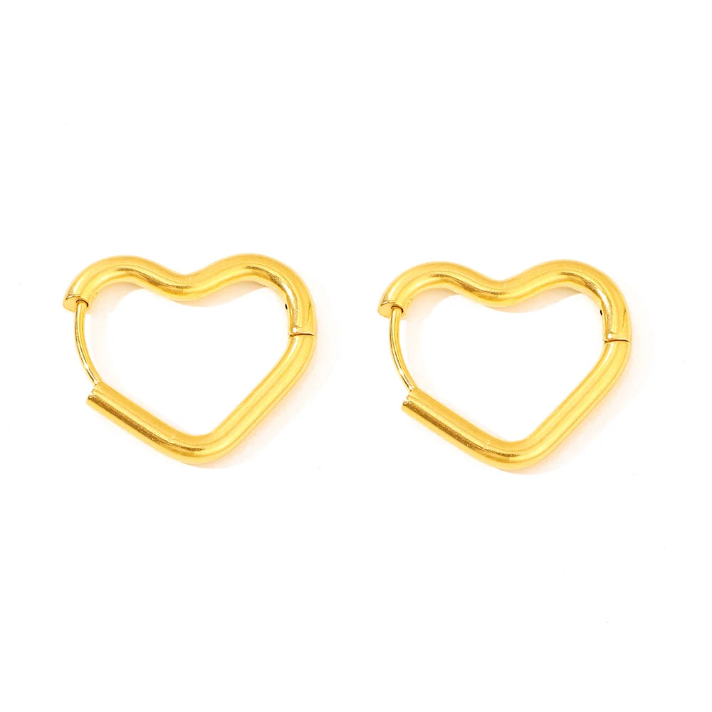 Stainless Steel Exquisite Heart Hollow Stud Earrings