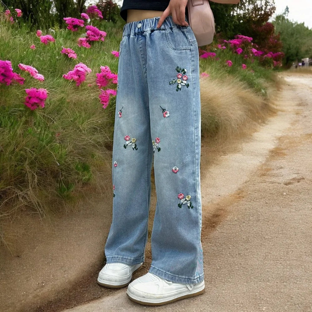 Wide-Leg Denim Trousers