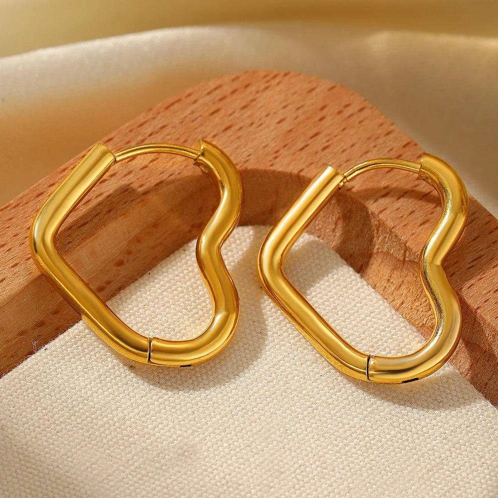 Stainless Steel Exquisite Heart Hollow Stud Earrings