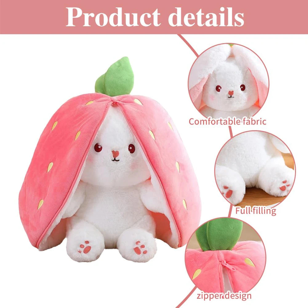 Reversible Bunny Carrot Strawberry Toy with Zipper