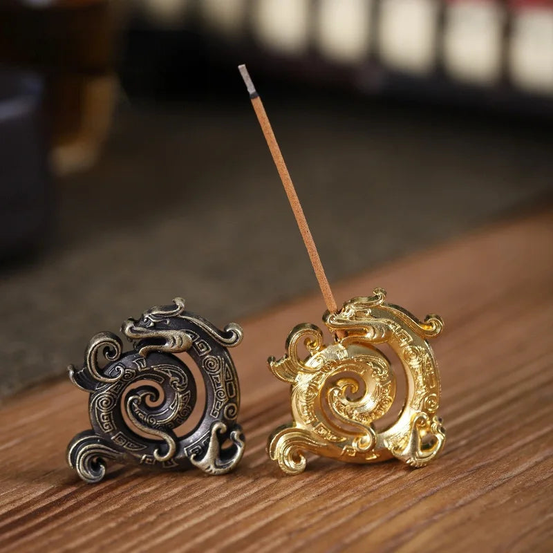 Copper Chinese Dragon Incense Holder