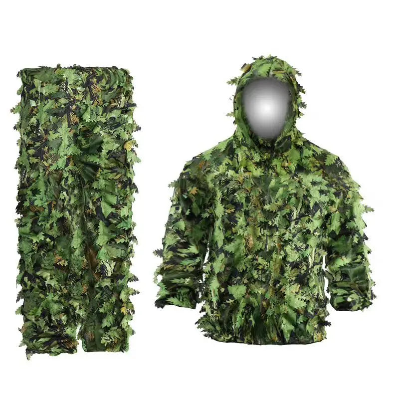 New Sticky Flower Bionic Leaves Camouflage Suit – Universal Woodland Camo Ghillie Set for Hunting & Outdoor Activities