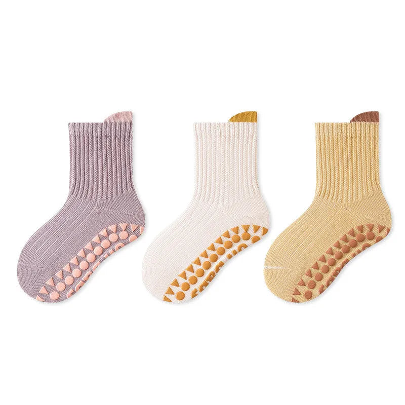 3 Pairs Baby Anti-Slip Socks for Boys & Girls (0-6 Years)