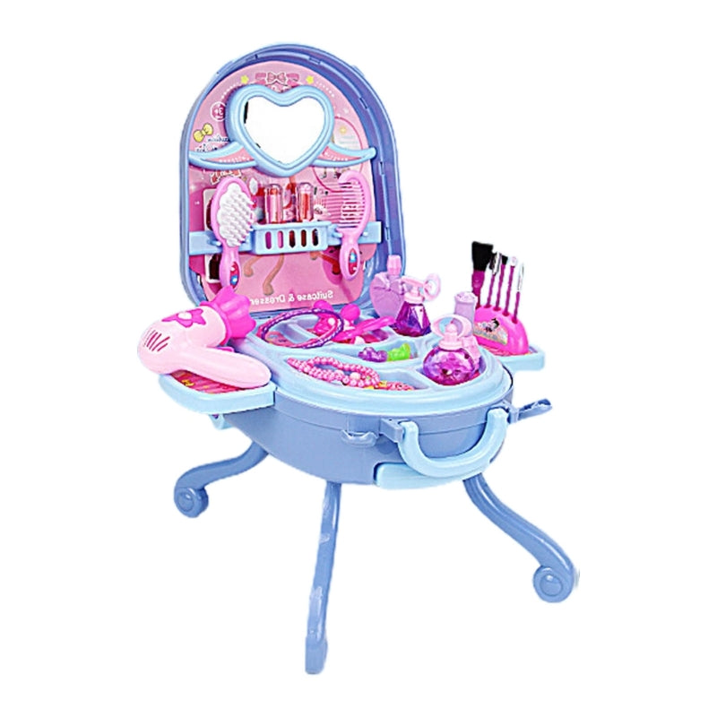 36-Piece Princess Cosmetic Mirror Suitcase Makeup Set for Kids