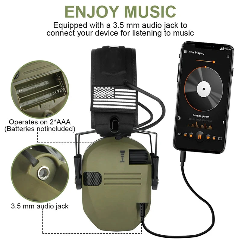 Earmuffs Active Headphones for Shooting – Electronic Hearing Protection & Noise Reduction for Hunting