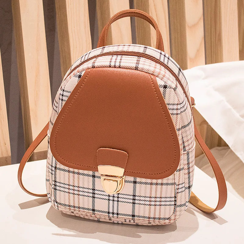 Ladies Check Lock Small Backpack