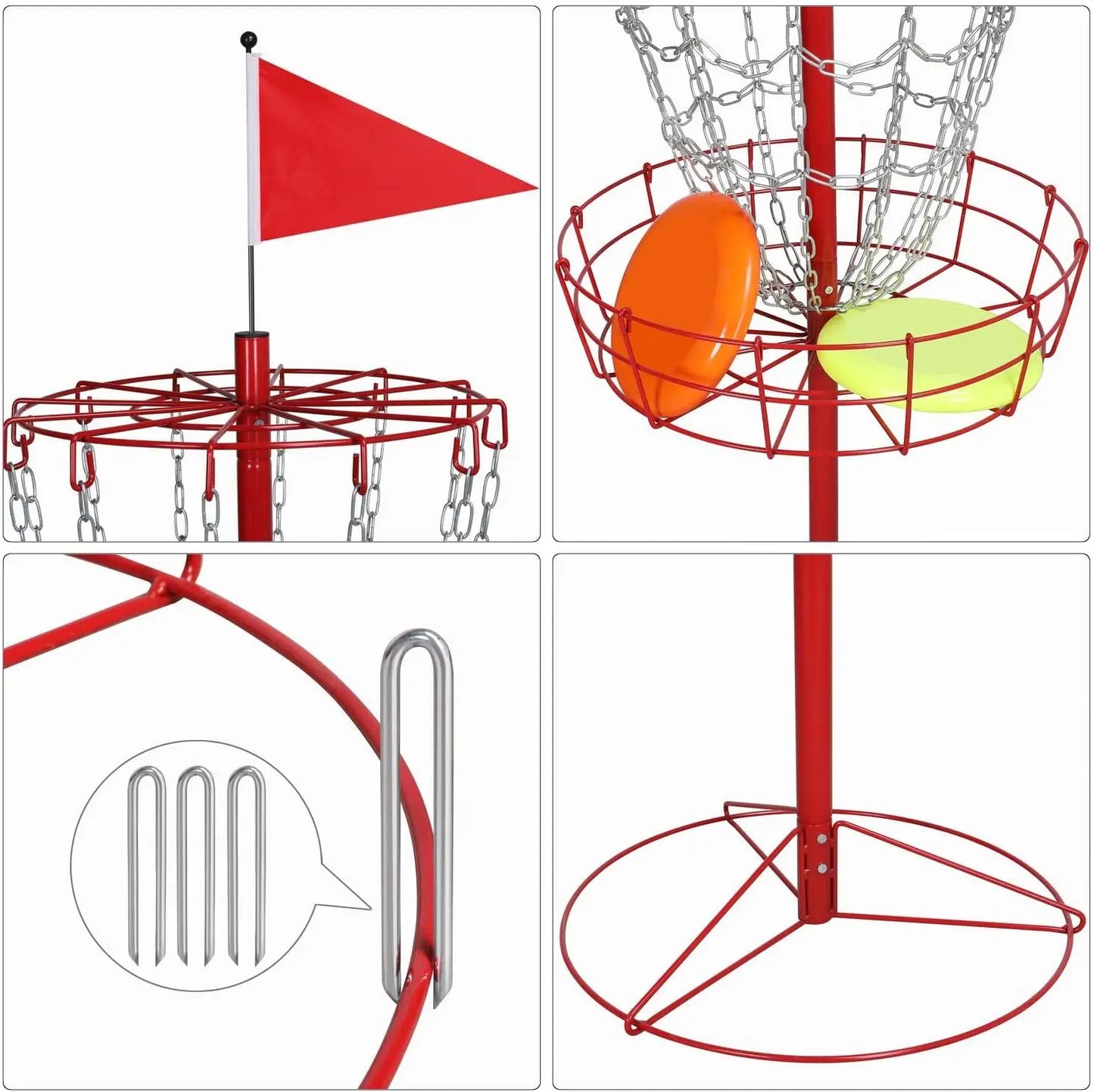Yaheetech Portable Disc Golf Basket Target – 12-Chain Practice Goal for Disc Sports Training & Outdoor Play