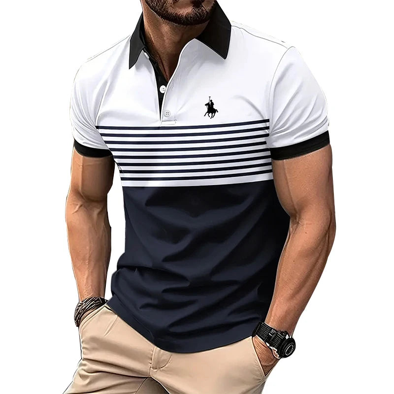 Men’s Stripe Short Sleeve Polo Shirt