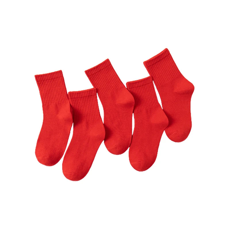 3 Pair Children’s Red Cotton Socks (Ages 3-12)