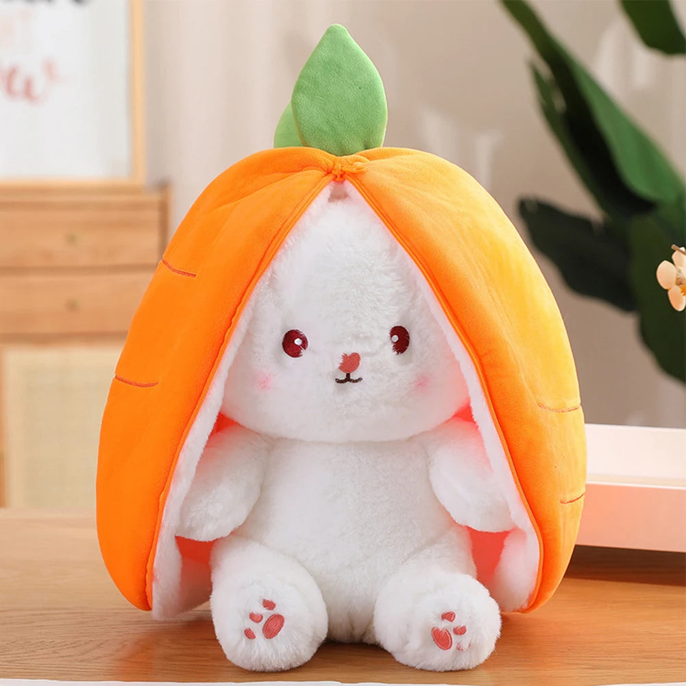 Reversible Bunny Carrot Strawberry Toy with Zipper