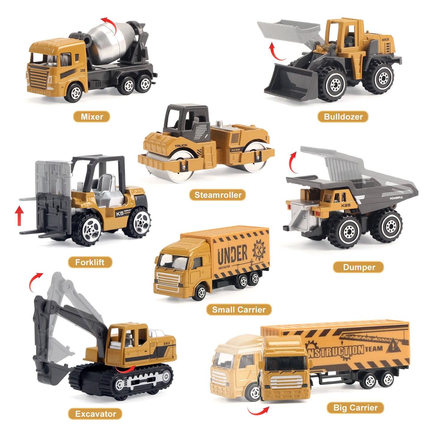 8pcs/set Alloy Engineering Truck Set