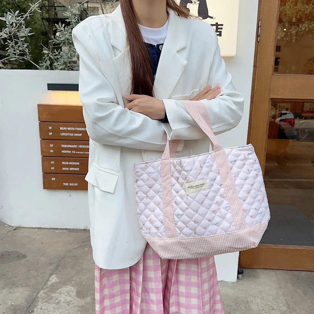 Quilted Floral Tote Bag