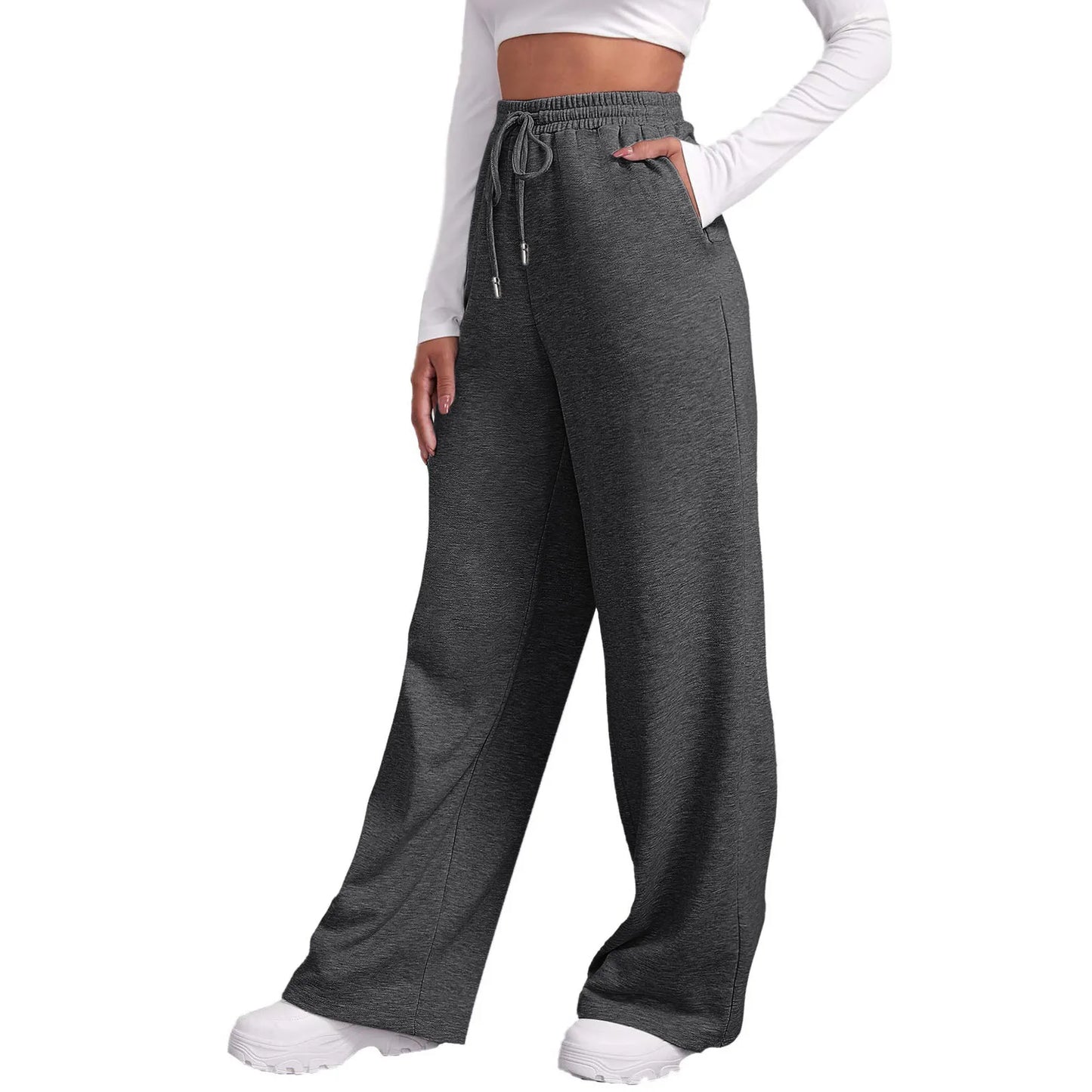 Drawstring Wide-Leg Sweatpants