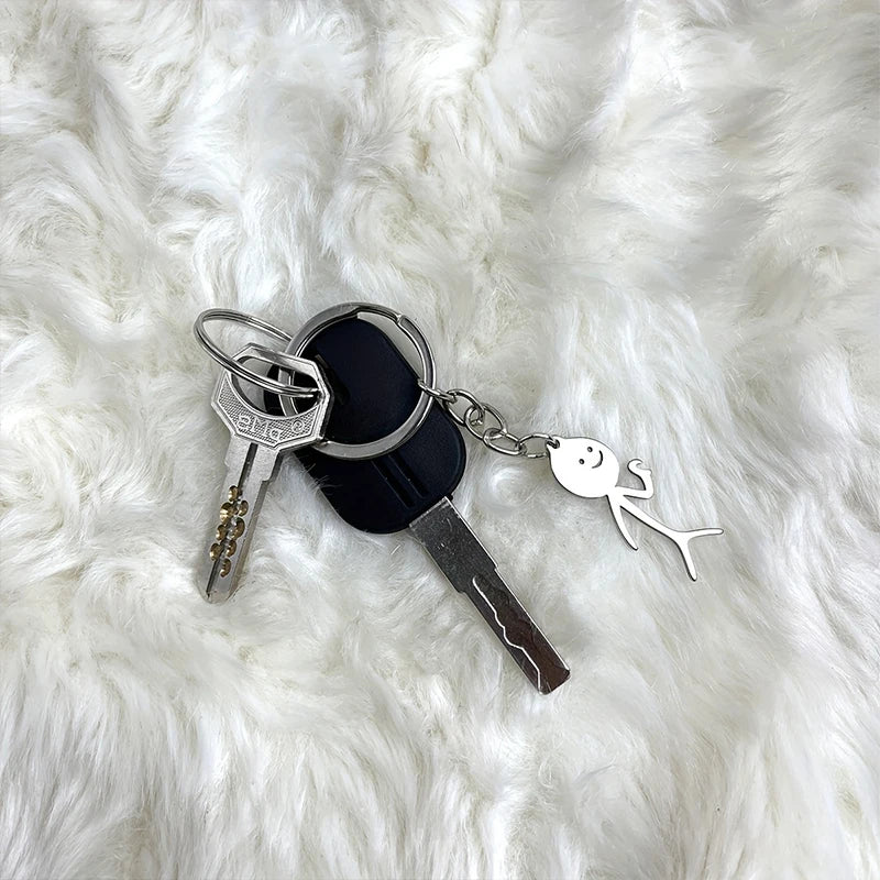 2pcs/set Stickman Matching Heart Keychain