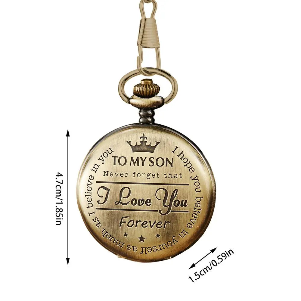 Pocket Watch with Chain Retro Engraving Numeral Watch