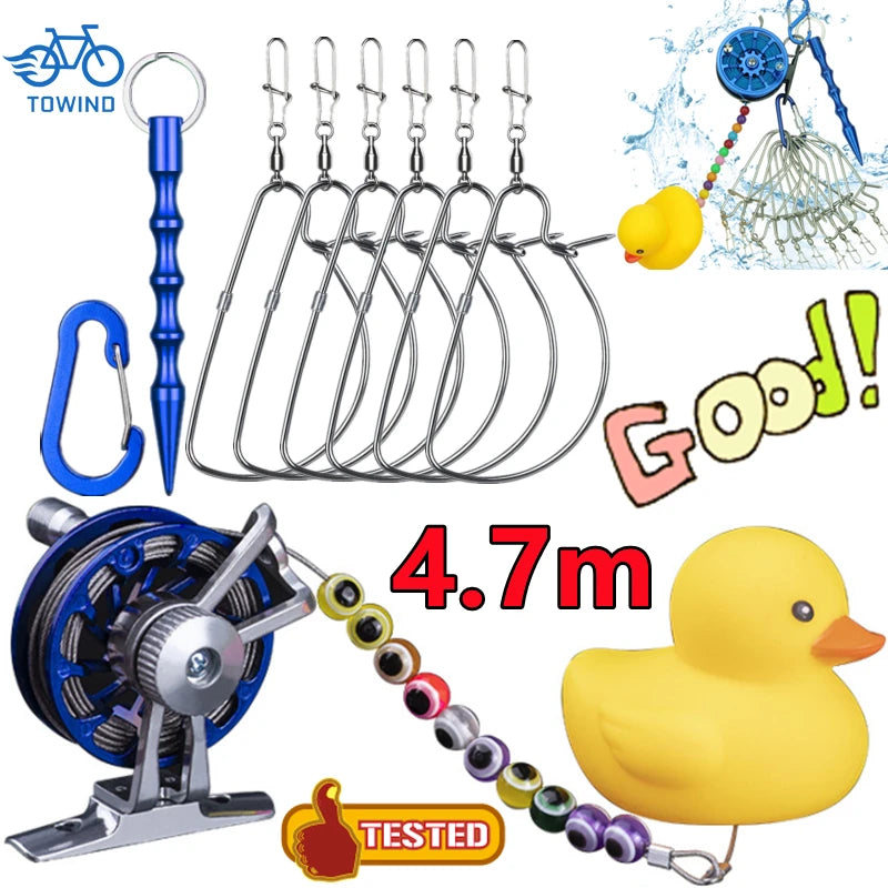 Stainless Steel Fish Stringer with Soft Wire Lock and Reel