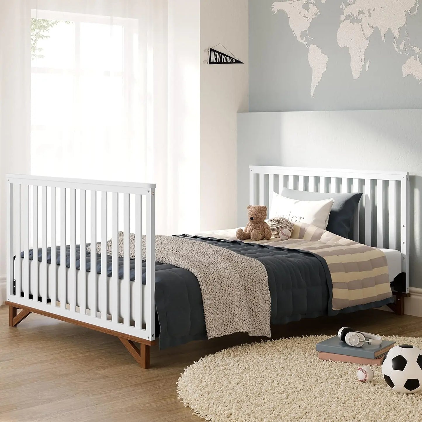 5-in-1 Convertible Crib (Black with Vintage Driftwood)