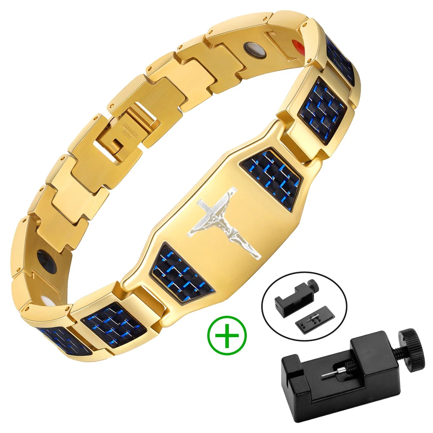 New in Men's Therapeutic Magnetic Bracelet Stainless Steel Black Jewelry Accessories with magnet Germanium Charms Gifts