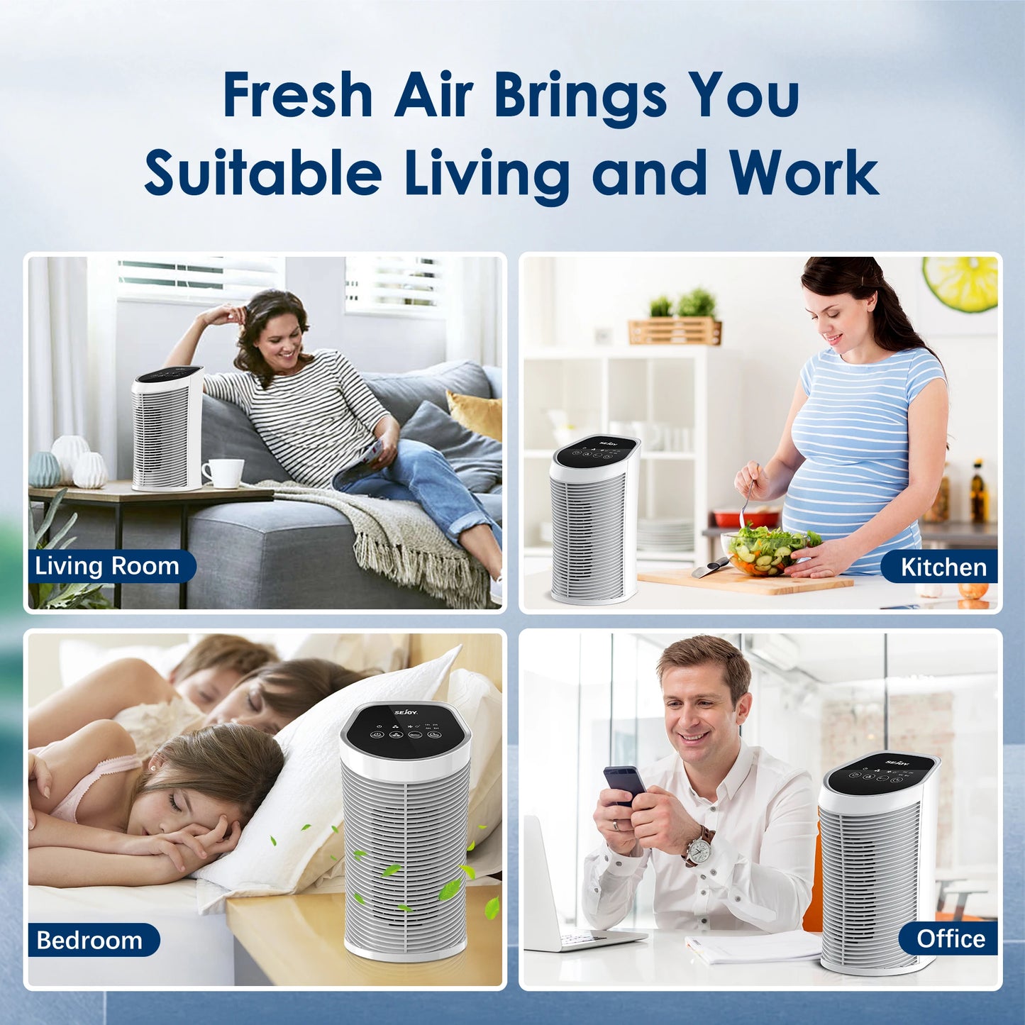 Sejoy Air Purifier with HEPA Filter and Ionizer