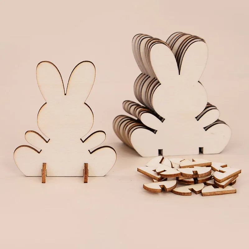 Wooden Easter Rabbit Ornaments DIY Set