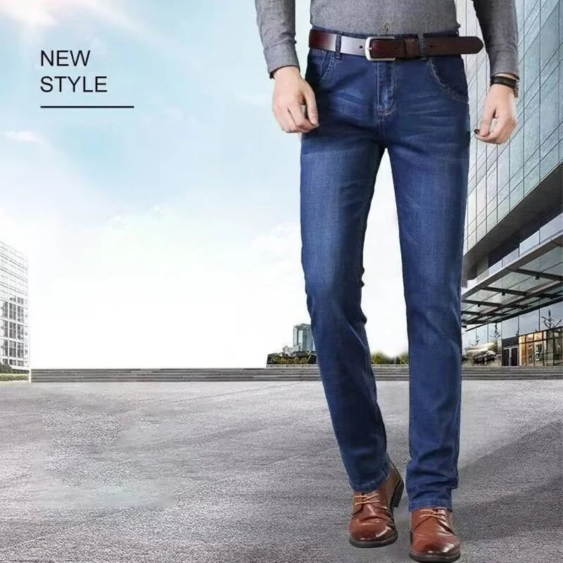 Men's Straight Leg Elastic Casual Slim Fit Jeans