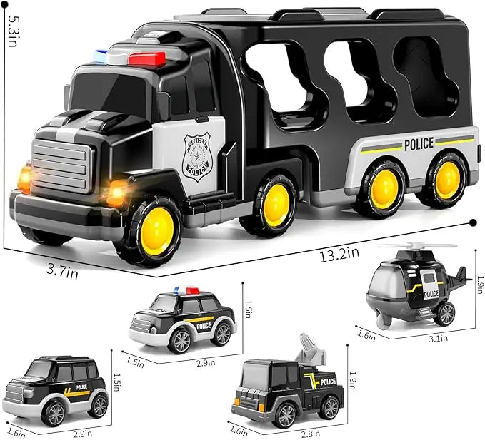 TEMI 5-in-1 Police Car Transport Truck Toy