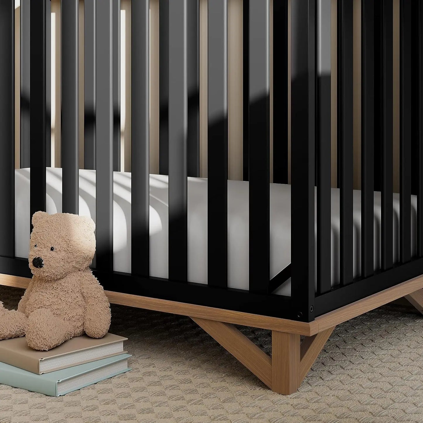 5-in-1 Convertible Crib (Black with Vintage Driftwood)