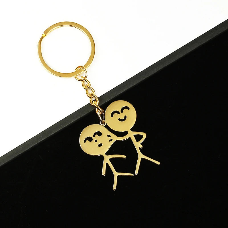 2pcs/set Stickman Matching Heart Keychain
