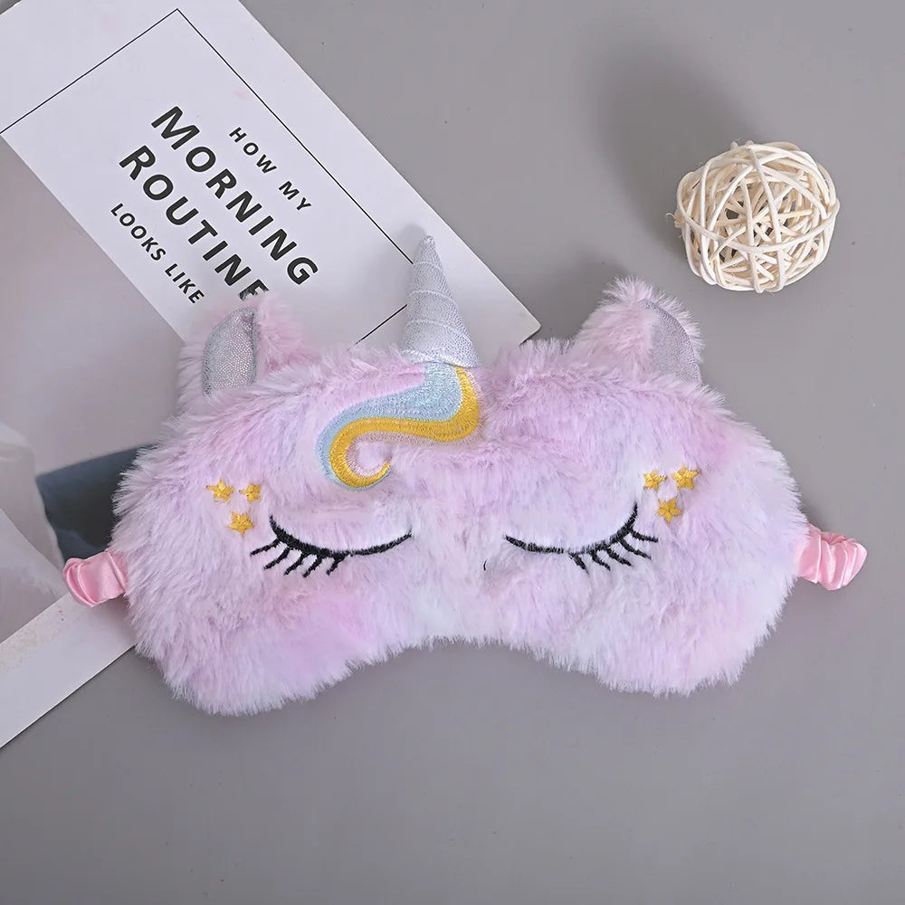 Soft plush unicorn sleeping mask