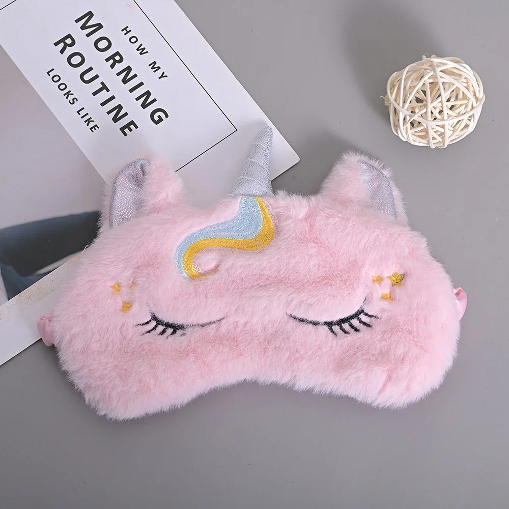 Soft plush unicorn sleeping mask