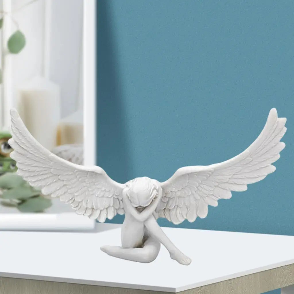 Retro Resin Angel Wing Figurine Vivid Statue