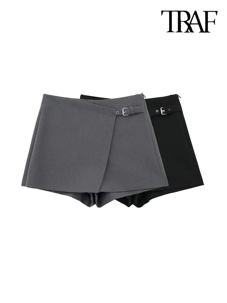 TRAF Asymmetric Shorts Skirts with Tab for Women