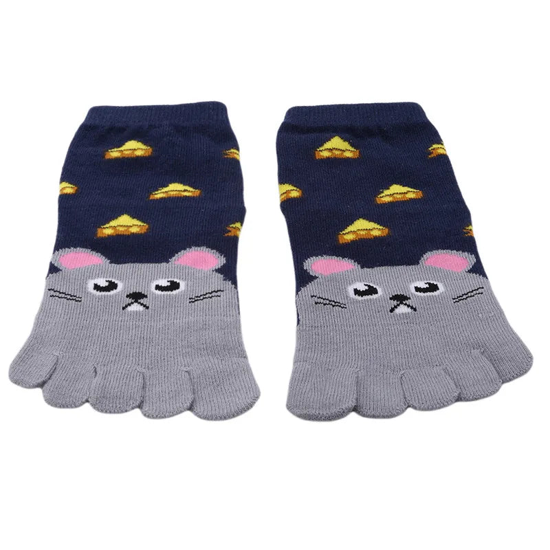 Cotton Animal Pattern Five-Finger Socks