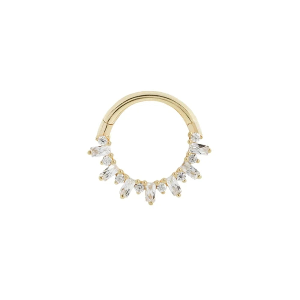 925 Sterling Silver Shimmering CZ Zircon Pave Daith Hoop Earring