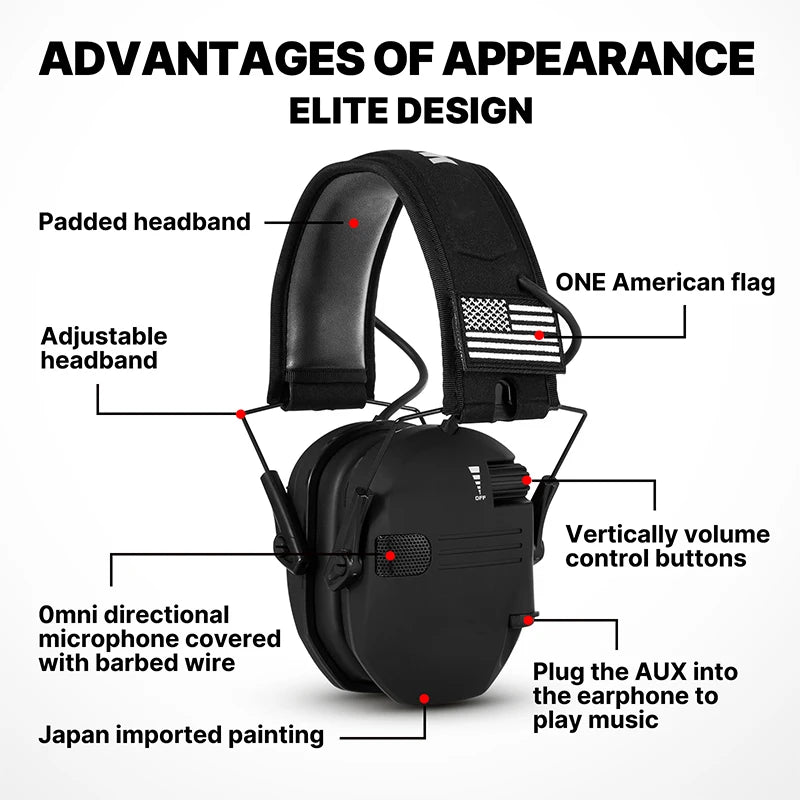 Earmuffs Active Headphones for Shooting – Electronic Hearing Protection & Noise Reduction for Hunting