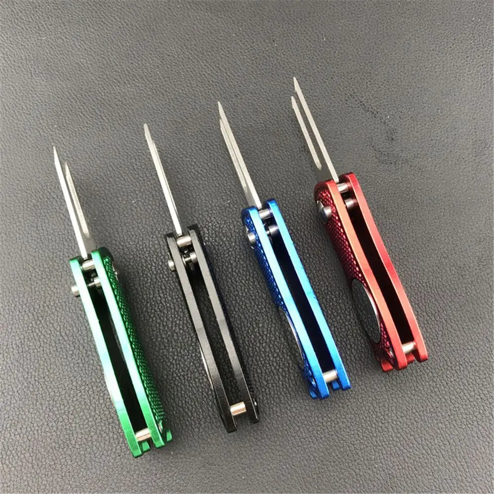 Stainless Steel Golf Divot Repair Switchblade Tool – Magnetic Pitchfork & Groove Cleaner for Greens Maintenance