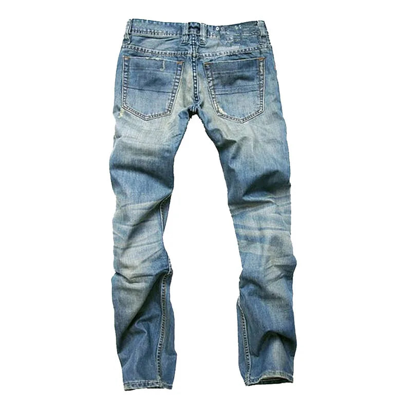 Streetwear Mens Slim Fit Ripped Straight Jeans