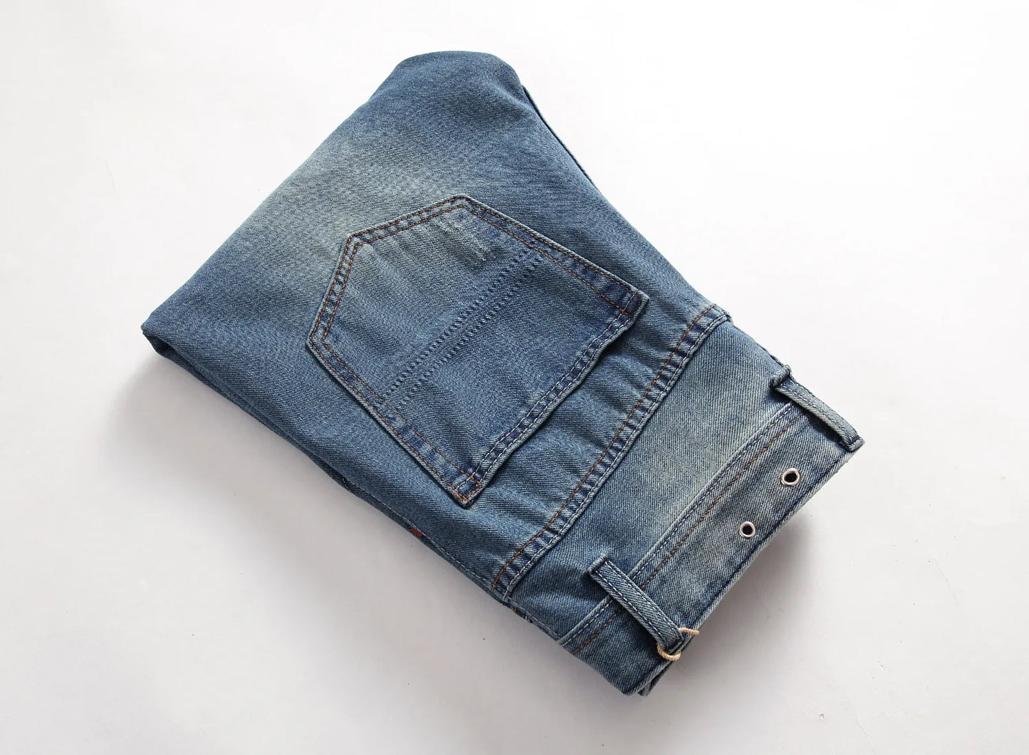 Streetwear Mens Slim Fit Ripped Straight Jeans